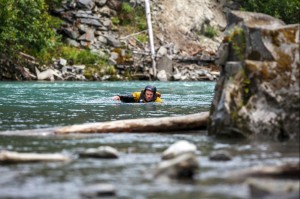 Sloshy swimming a glacial feed whitewater river.  As you do.