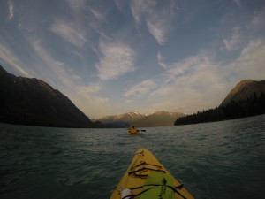 Setting off for a paddle on Lake Kenai into the Alaska summer evening.